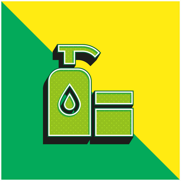 ベビーオイルグリーンと黄色のモダンな3Dベクトルアイコンのロゴ - ベクター画像