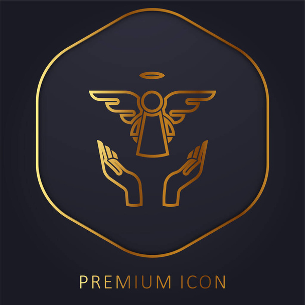 Angel línea de oro logotipo premium o icono - Vector, Imagen