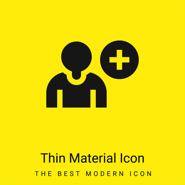 Ajouter Ami minime icône matériau jaune vif - Vecteur, image