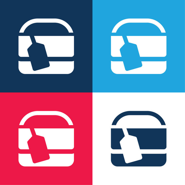 Borsa con etichetta blu e rosso quattro set icona minimale colore - Vettoriali, immagini