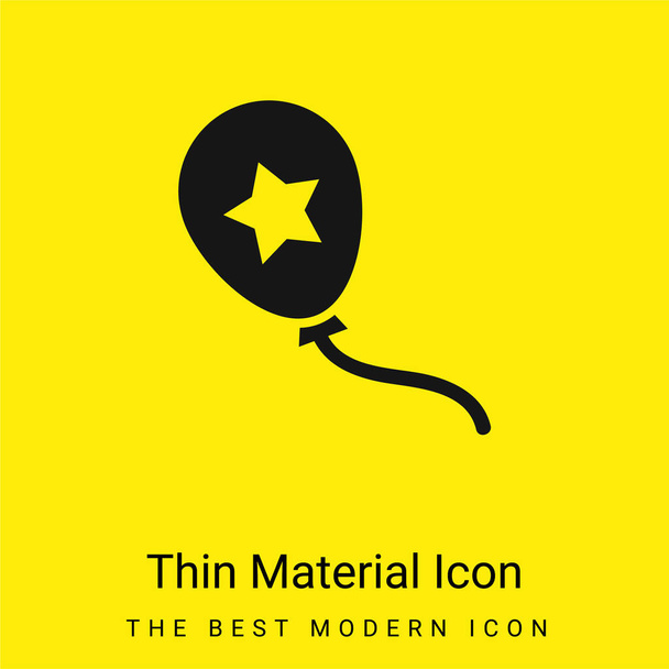 Ballon met een ster minimale helder geel materiaal pictogram - Vector, afbeelding