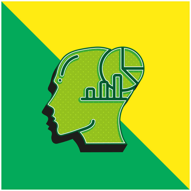 Análisis verde y amarillo moderno 3d vector icono logo - Vector, Imagen