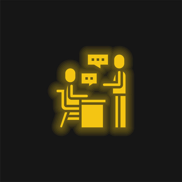 Assigment yellow glowing neon icon - Vector, Image