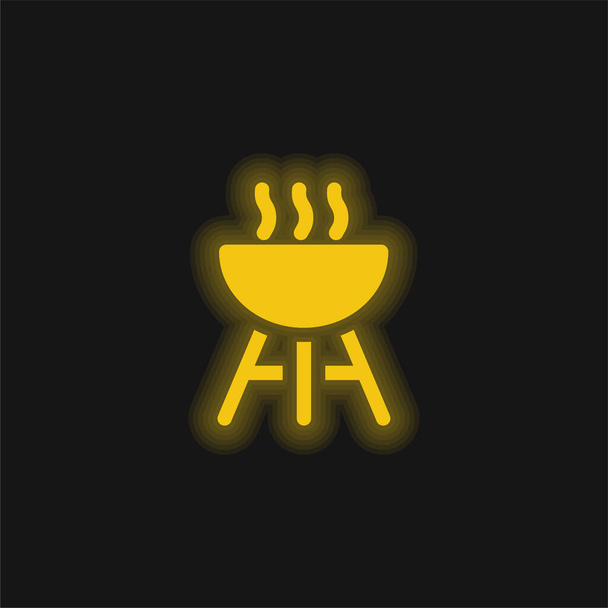 Barbecue giallo incandescente icona al neon - Vettoriali, immagini