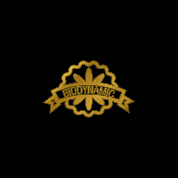 Biodynamiczna Odznaka złocona metaliczna ikona lub wektor logo - Wektor, obraz