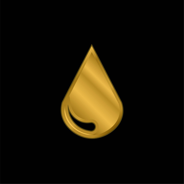 Big Blood Drop gold plated metalic icon or logo vector - Vector, Image