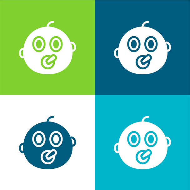 Conjunto de iconos mínimo de cuatro colores Baby Flat - Vector, Imagen