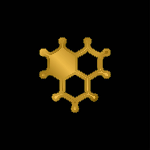 Bacterias chapado en oro icono metálico o logo vector - Vector, imagen