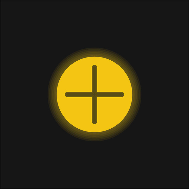 Gelbes leuchtendes Neon-Symbol hinzufügen - Vektor, Bild