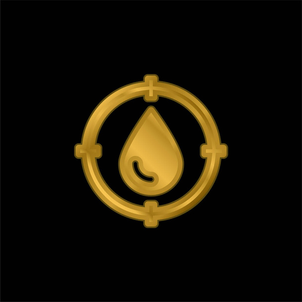 Tipo de sangre chapado en oro icono metálico o logo vector - Vector, imagen