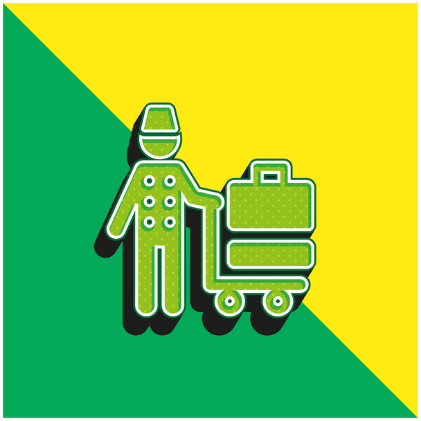 Bellhop Zielony i żółty nowoczesny ikona wektora 3D logo - Wektor, obraz