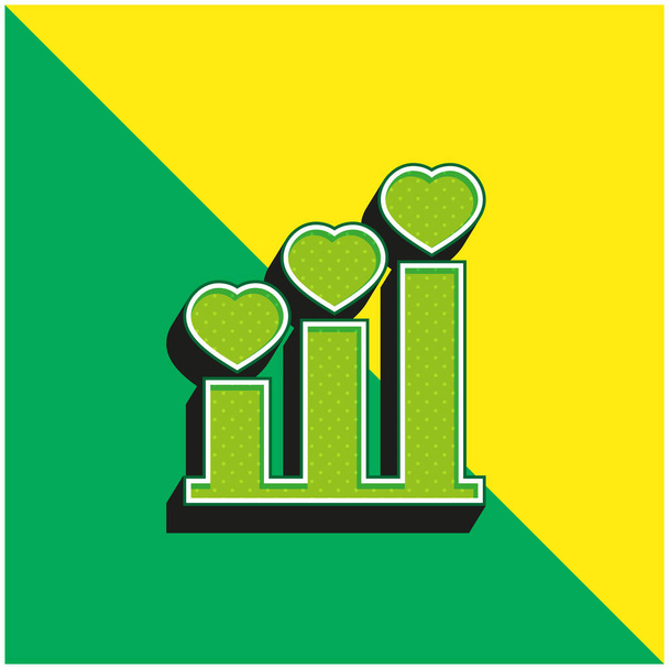Balkendiagramm Grünes und gelbes modernes 3D-Vektorsymbol-Logo - Vektor, Bild