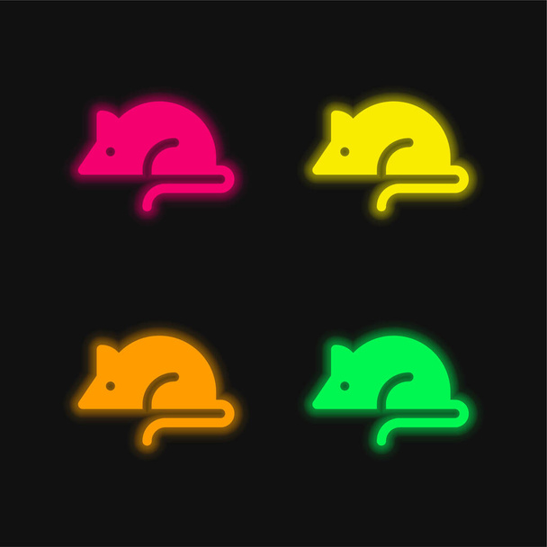 動物実験4色輝くネオンベクトルアイコン - ベクター画像