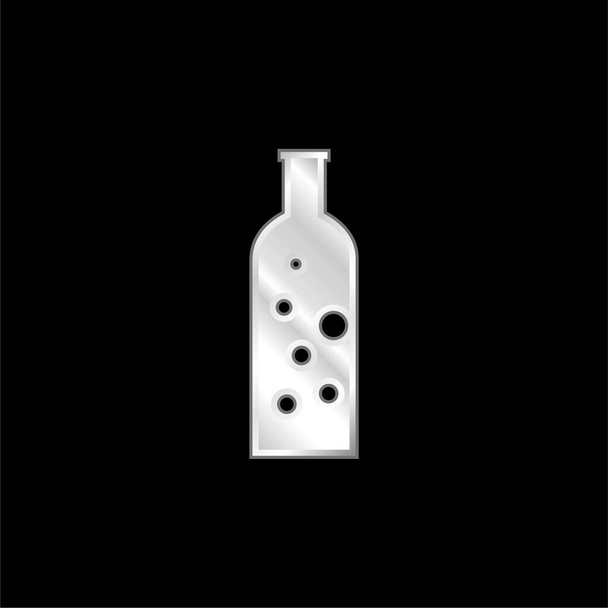 Bottle With Bubbles silver plated metallic icon - Vector, Image