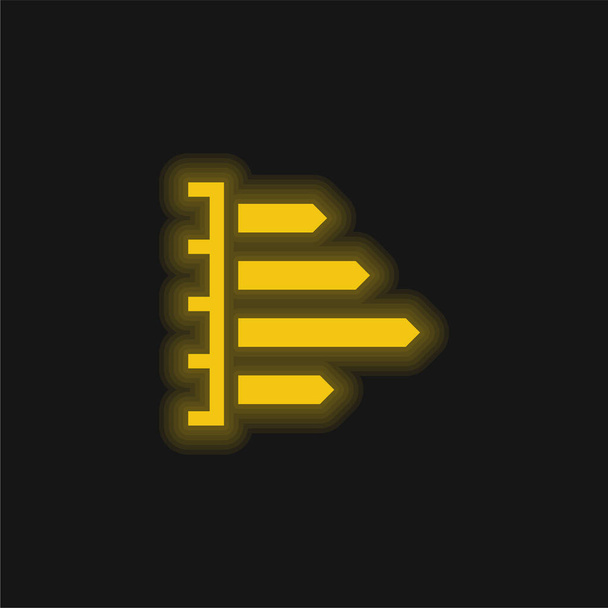 Bar Graph sárga izzó neon ikon - Vektor, kép