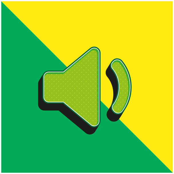 インターフェイスの緑と黄色の現代的な3Dベクトルアイコンのロゴのオーディオ充填スピーカー - ベクター画像