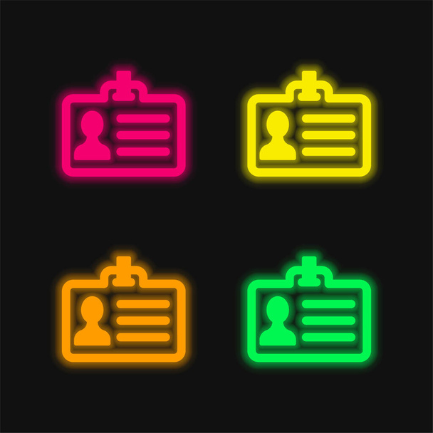 Велика ідентифікаційна картка чотири кольори, що світяться неоном Векторна піктограма
 - Вектор, зображення