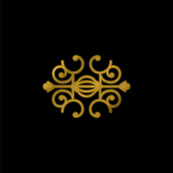 Bola rodeada de espirales chapado en oro icono metálico o logo vector - Vector, imagen