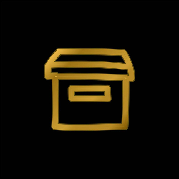 Arquivo Caixa desenhada à mão Símbolo banhado a ouro ícone metálico ou vetor logotipo - Vetor, Imagem