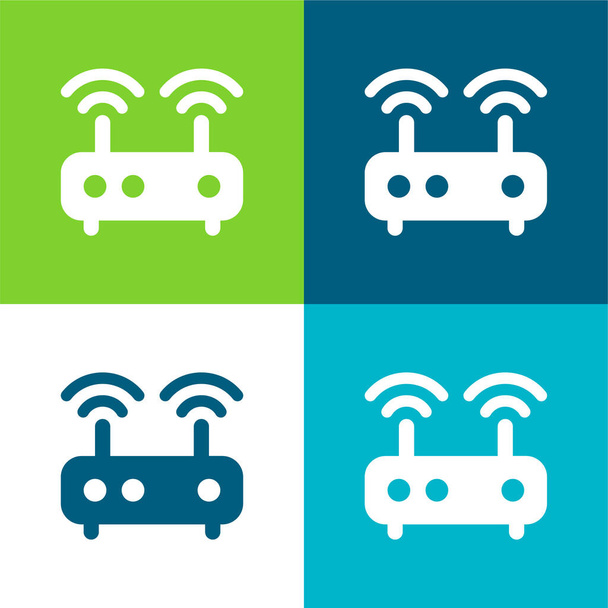 Antenna lapos négy szín minimális ikon készlet - Vektor, kép