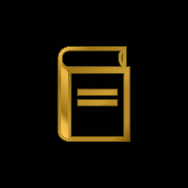 Livro Esboço banhado a ouro ícone metálico ou vetor logotipo - Vetor, Imagem