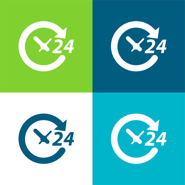24 hodin Byt čtyři barvy minimální ikona nastavena - Vektor, obrázek