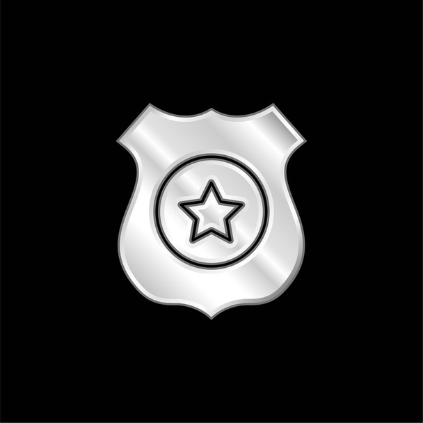 Badge silver plated metallic icon - Vector, Image
