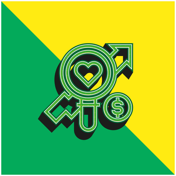 Análise Verde e amarelo moderno logotipo vetor 3d ícone - Vetor, Imagem
