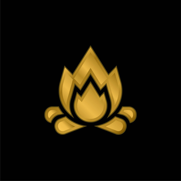 Şenlik ateşi altın kaplama metalik simge veya logo vektörü - Vektör, Görsel
