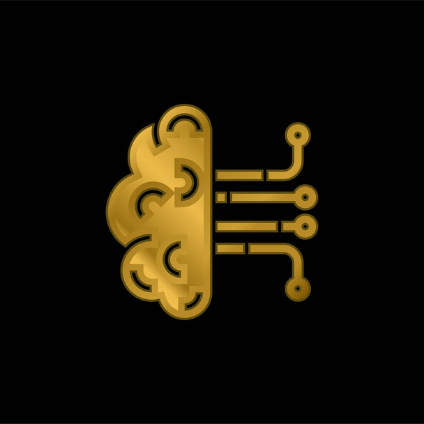 Zlacená metalická ikona nebo vektor loga umělé inteligence - Vektor, obrázek