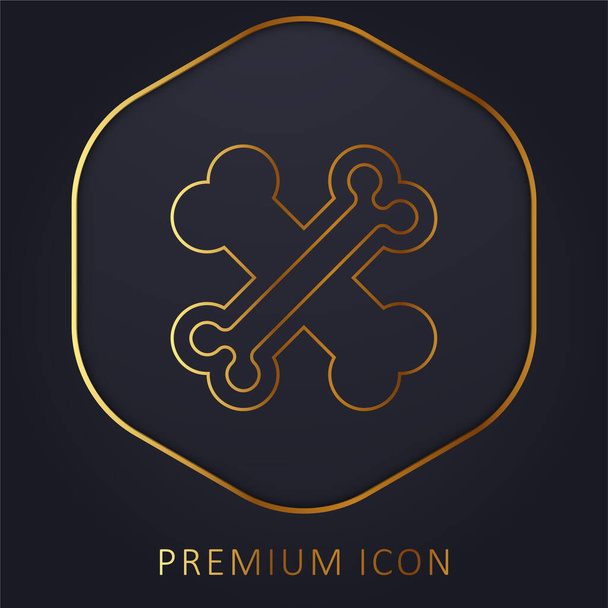 Ossos linha dourada logotipo premium ou ícone - Vetor, Imagem