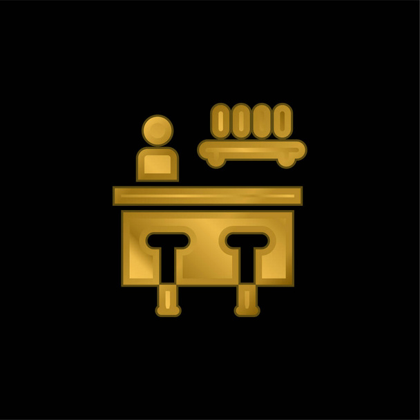 Bar gold plated metalic icon or logo vector - Vector, Image