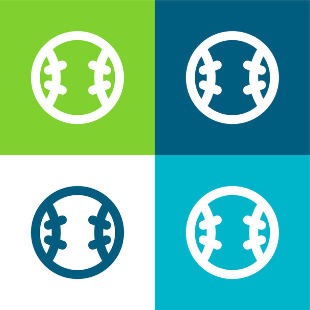 Béisbol Plano de cuatro colores mínimo icono conjunto - Vector, Imagen
