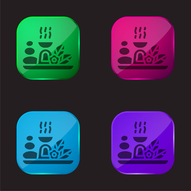 Aromaterapia cztery kolor szklany przycisk ikona - Wektor, obraz