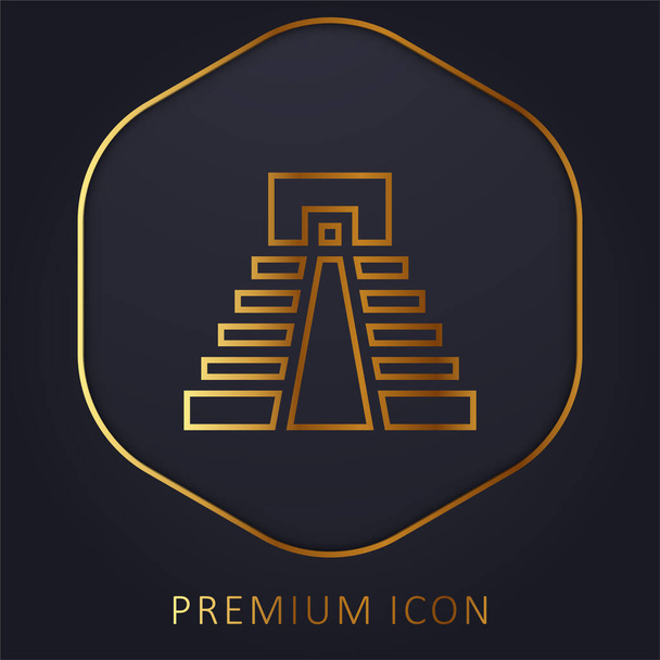 Aztec Pyramid golden line premium logo or icon - Vector, Image