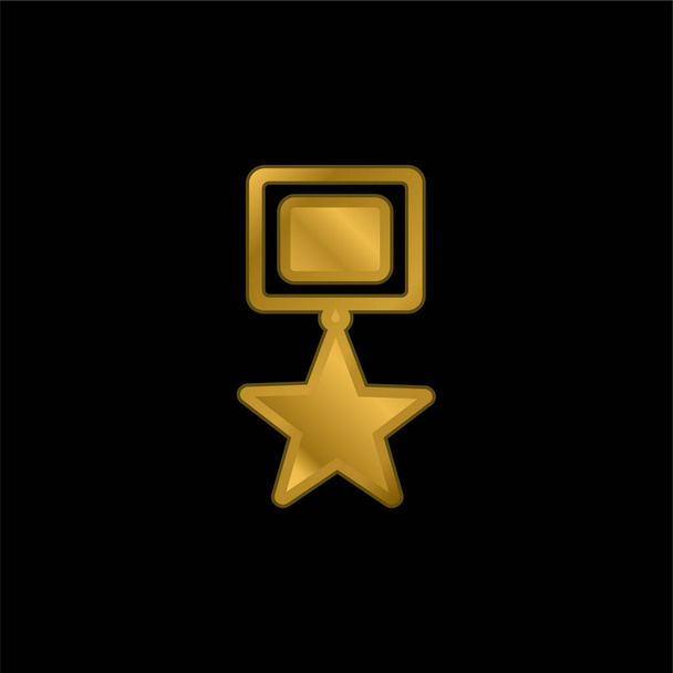 Başarı Yıldız Ödülü Sembol altın kaplama metalik simge veya logo vektörü - Vektör, Görsel