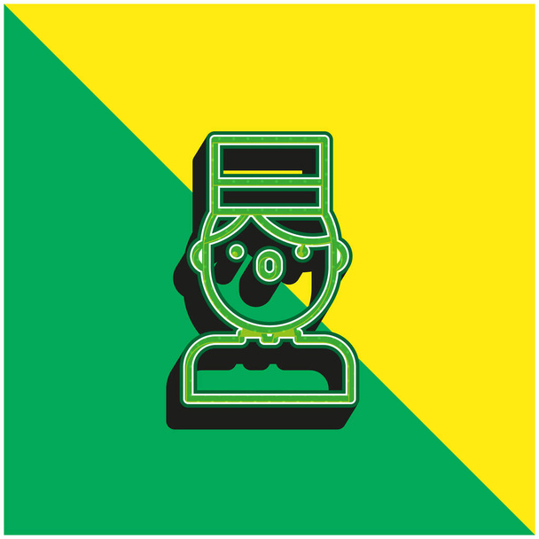 Bellboy Grünes und gelbes modernes 3D-Vektorsymbol-Logo - Vektor, Bild
