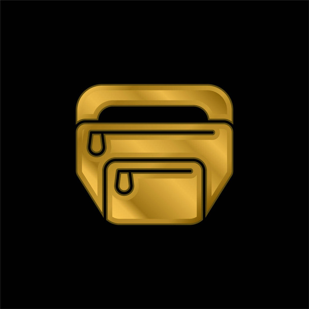 Bolsa de cinto banhado a ouro ícone metálico ou vetor logotipo - Vetor, Imagem