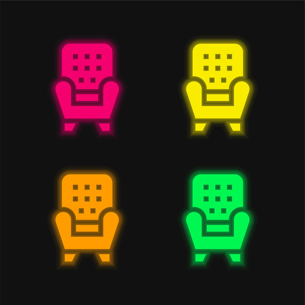 Крісло чотириколірний світиться неоновий вектор значок
 - Вектор, зображення
