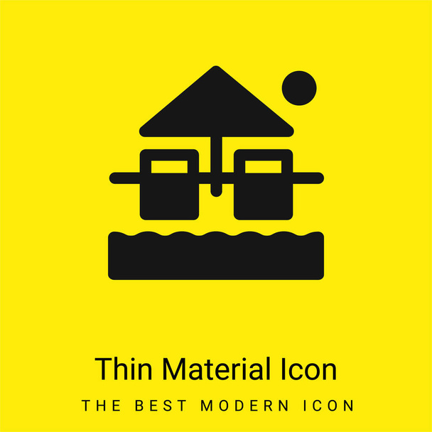 Beach minimal bright yellow material icon - Vector, Image