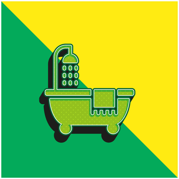Fürdőszoba Zöld és sárga modern 3D vektor ikon logó - Vektor, kép