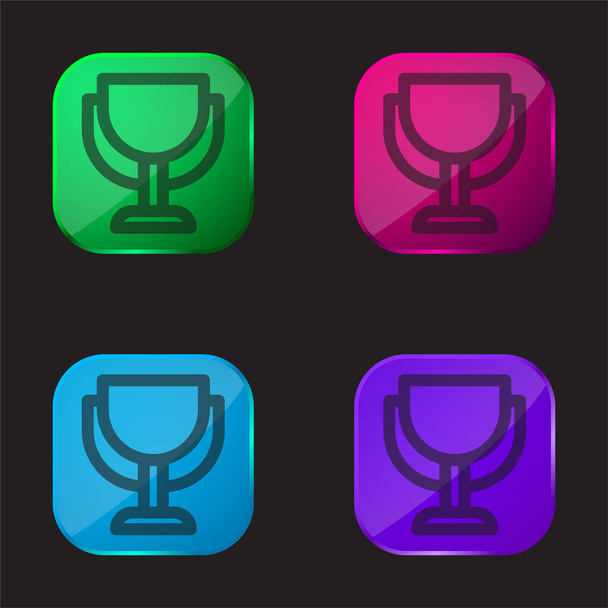 Premio icono de botón de cristal de cuatro colores - Vector, Imagen