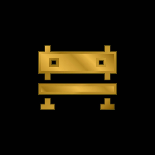 Banco chapado en oro icono metálico o logo vector - Vector, imagen