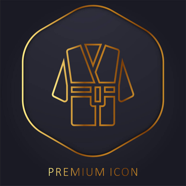 Bathrobe golden line premium logo or icon - Vector, Image