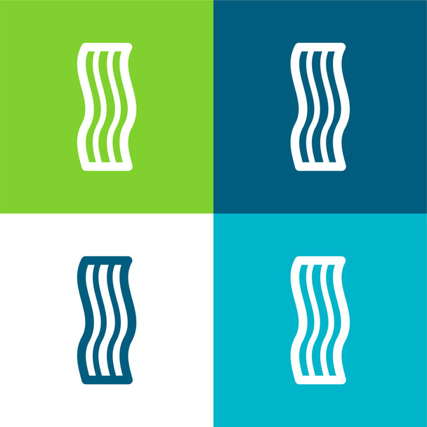 Bacon Flat quatro cores conjunto de ícones mínimos - Vetor, Imagem