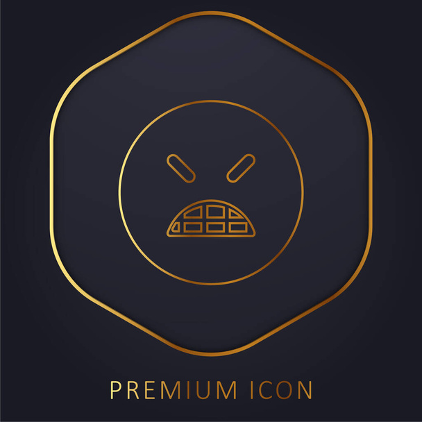 Розгніваний Emoticon Square Face З закритими очима золоті лінії преміум логотип або ікона - Вектор, зображення