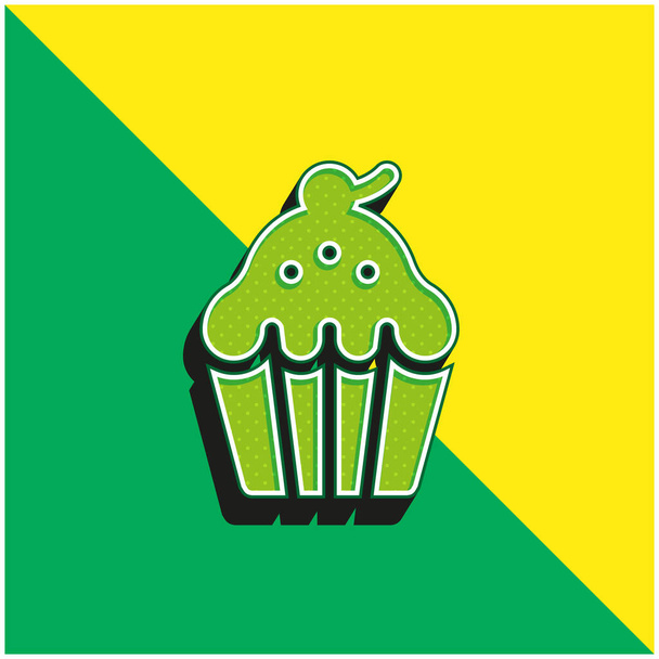 Verde al horno y amarillo moderno 3d vector icono logotipo - Vector, imagen