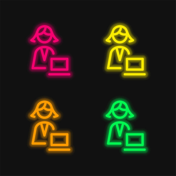 Administrator vier Farben leuchtenden Neon-Vektor-Symbol - Vektor, Bild