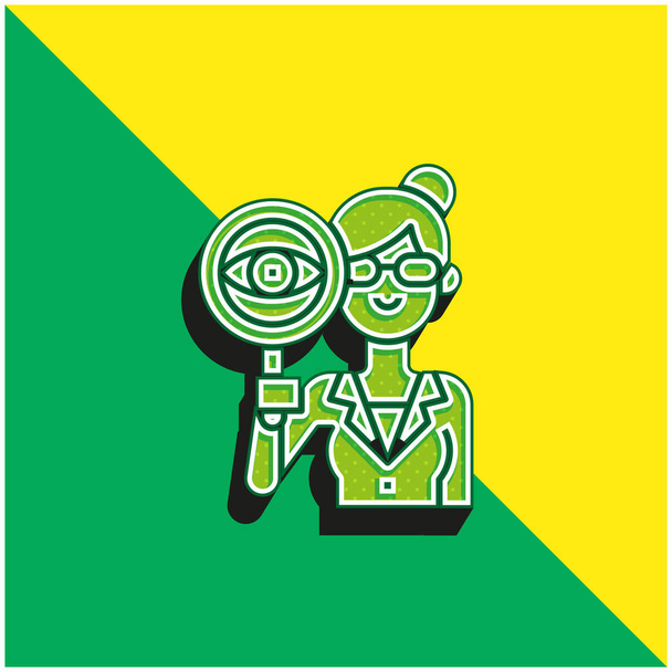 監査役緑と黄色の現代的な3Dベクトルアイコンのロゴ - ベクター画像