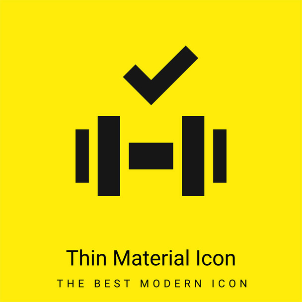 Barbell mínimo icono de material amarillo brillante - Vector, imagen